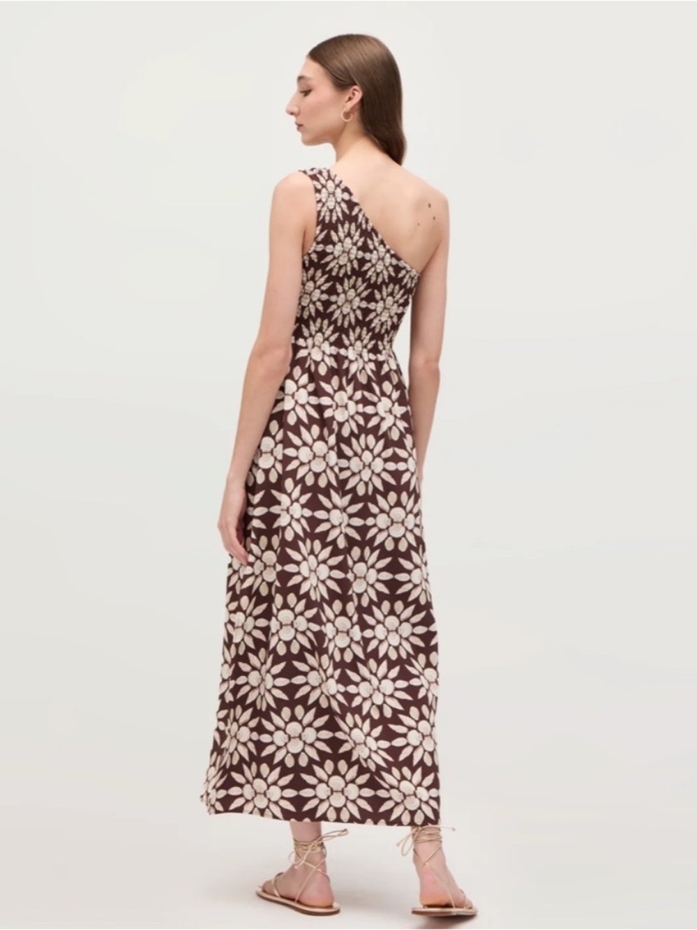 NWT Hill House Thea Nap Midi Dress Brown Mosaic Chocolate Shell Size S - Picture 2 of 9